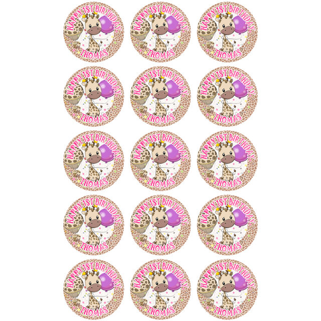 Giraffe Pink (Cupcake Toppers)