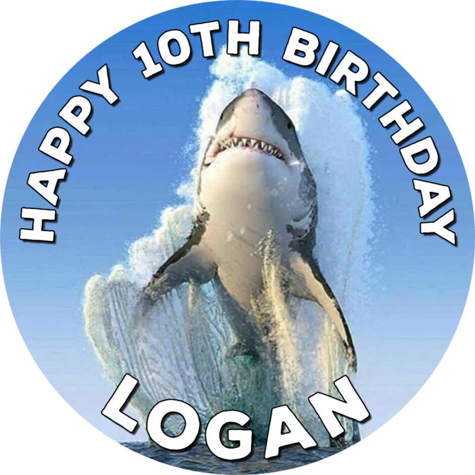 Great-White-SharkPersonalised-Round-Edible-Cake-Topper