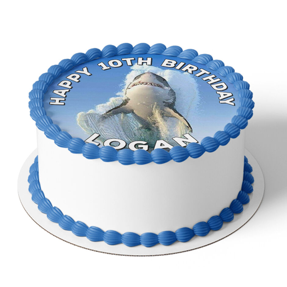 Great-White-SharkPersonalised-Round-Edible-Cake-Topper-a