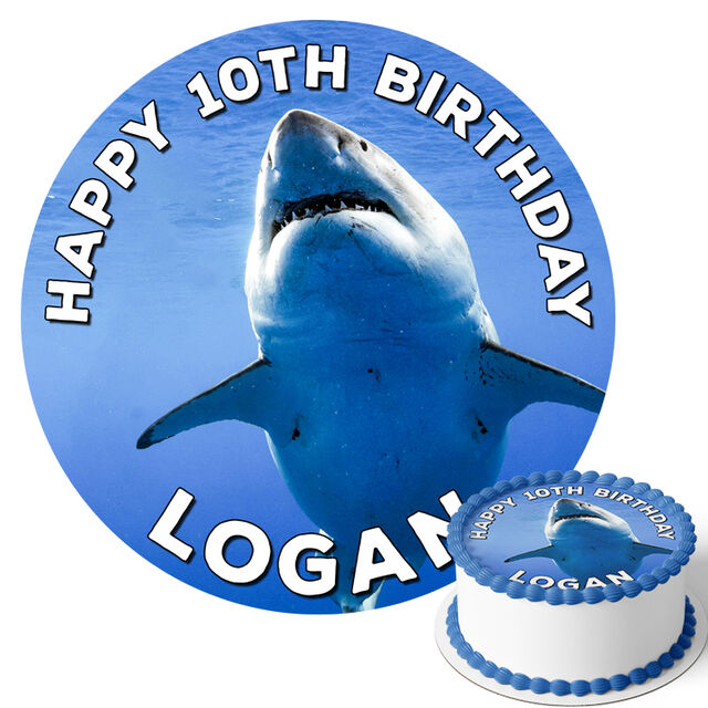 Great White Shark (Round Cake Topper)