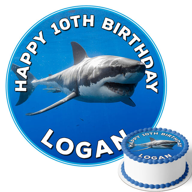 Great White Shark (Round Cake Topper)