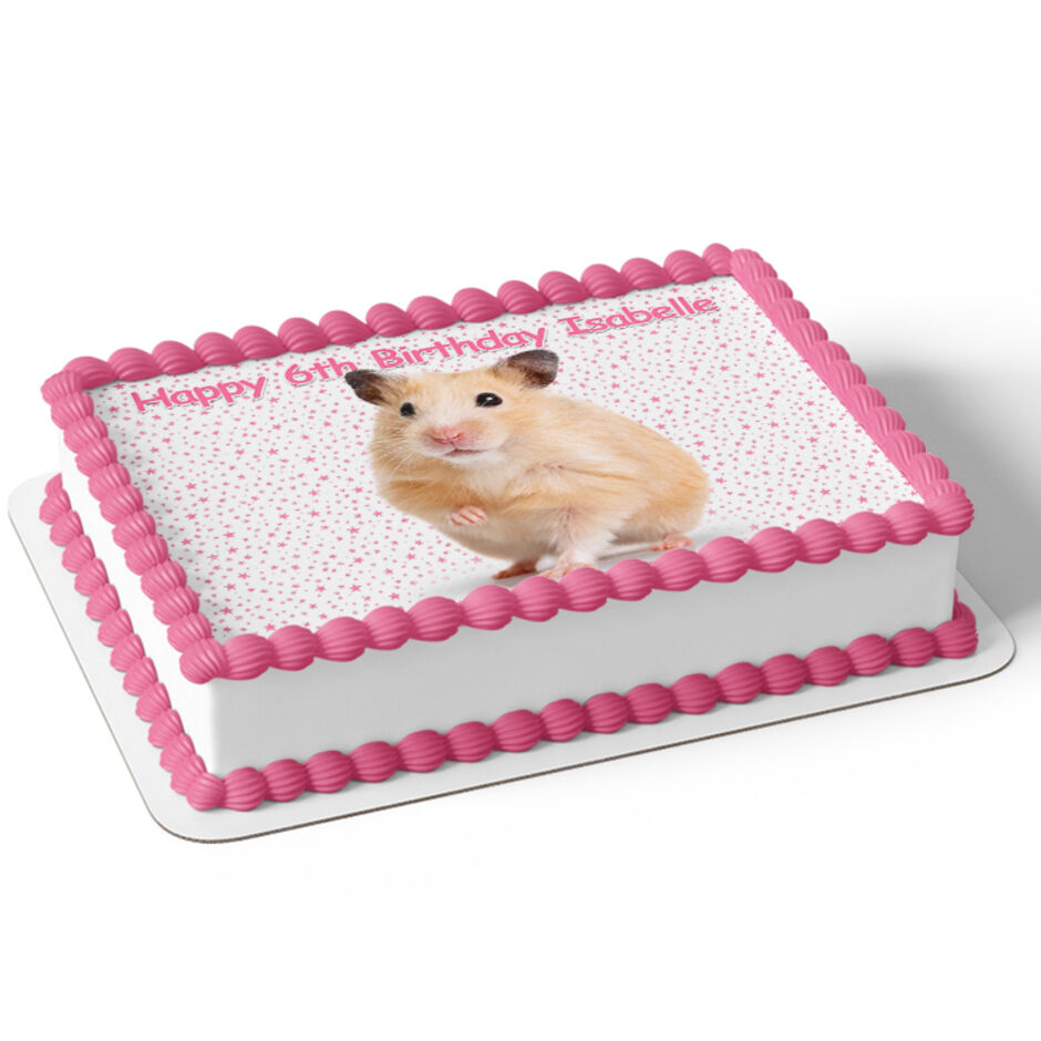 Hamster-Personalised-Rectangle-Edible-Cake-Topper-Pink-a