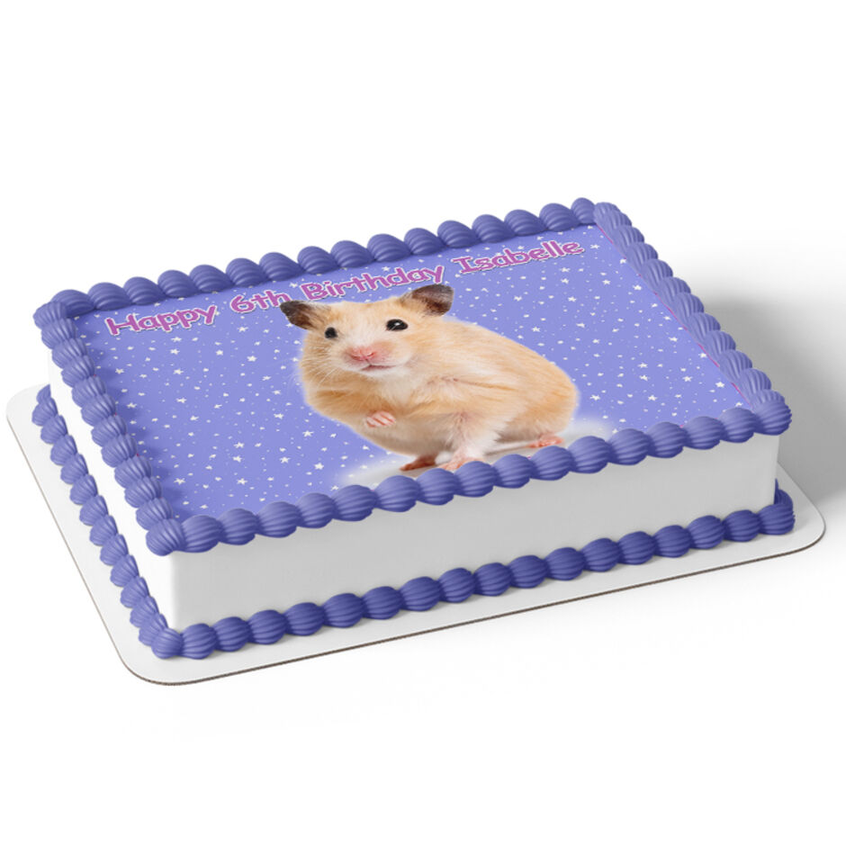 Hamster-Personalised-Rectangle-Edible-Cake-Topper-Purple-a