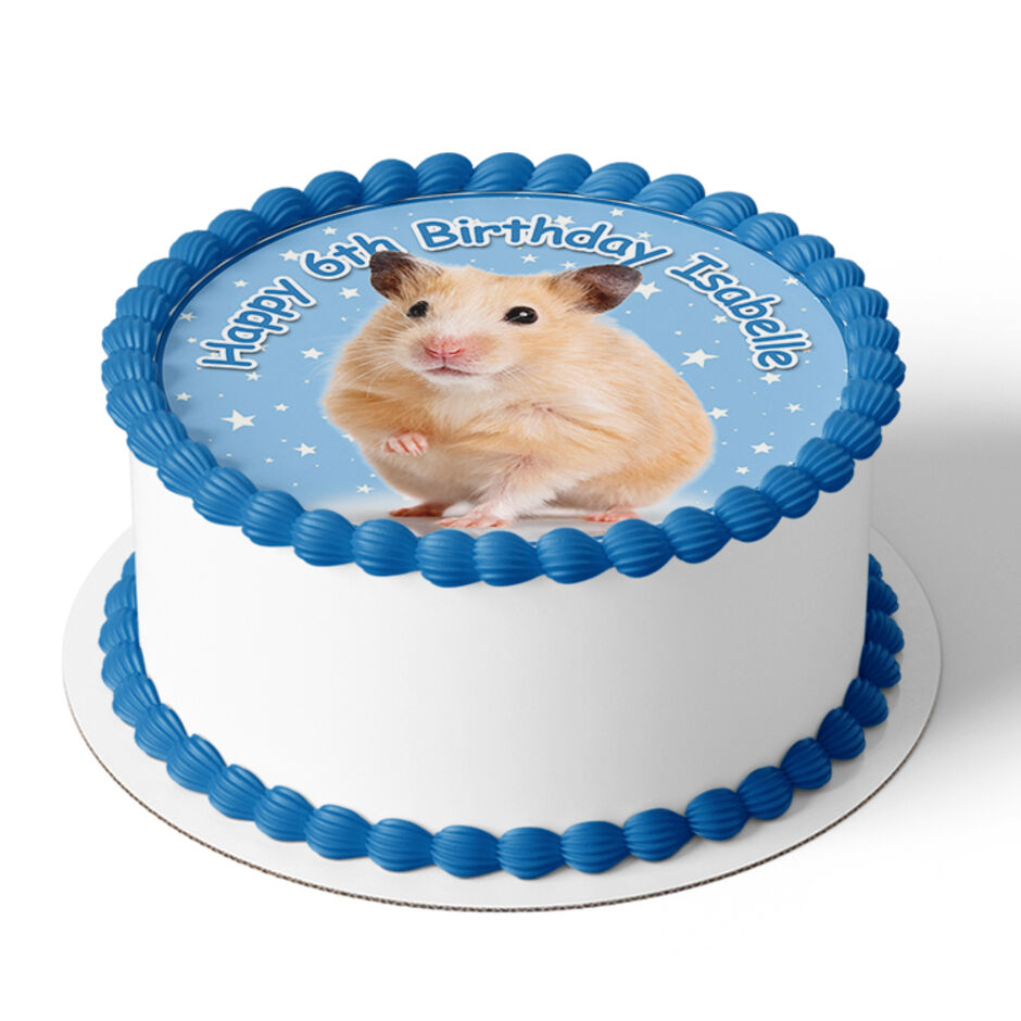 Hamster-Personalised-Round-Edible-Cake-Topper-Blue-a