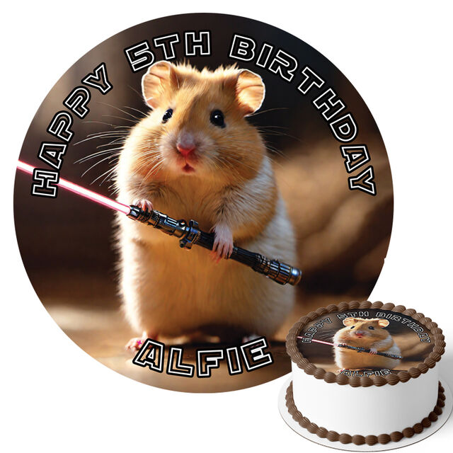 Hamster with a lightsaber (Round Cake Topper)