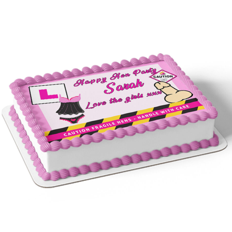 Hen-Party-Pensonalised-Rectangle-Edible-Cake-Topper-Cake-View