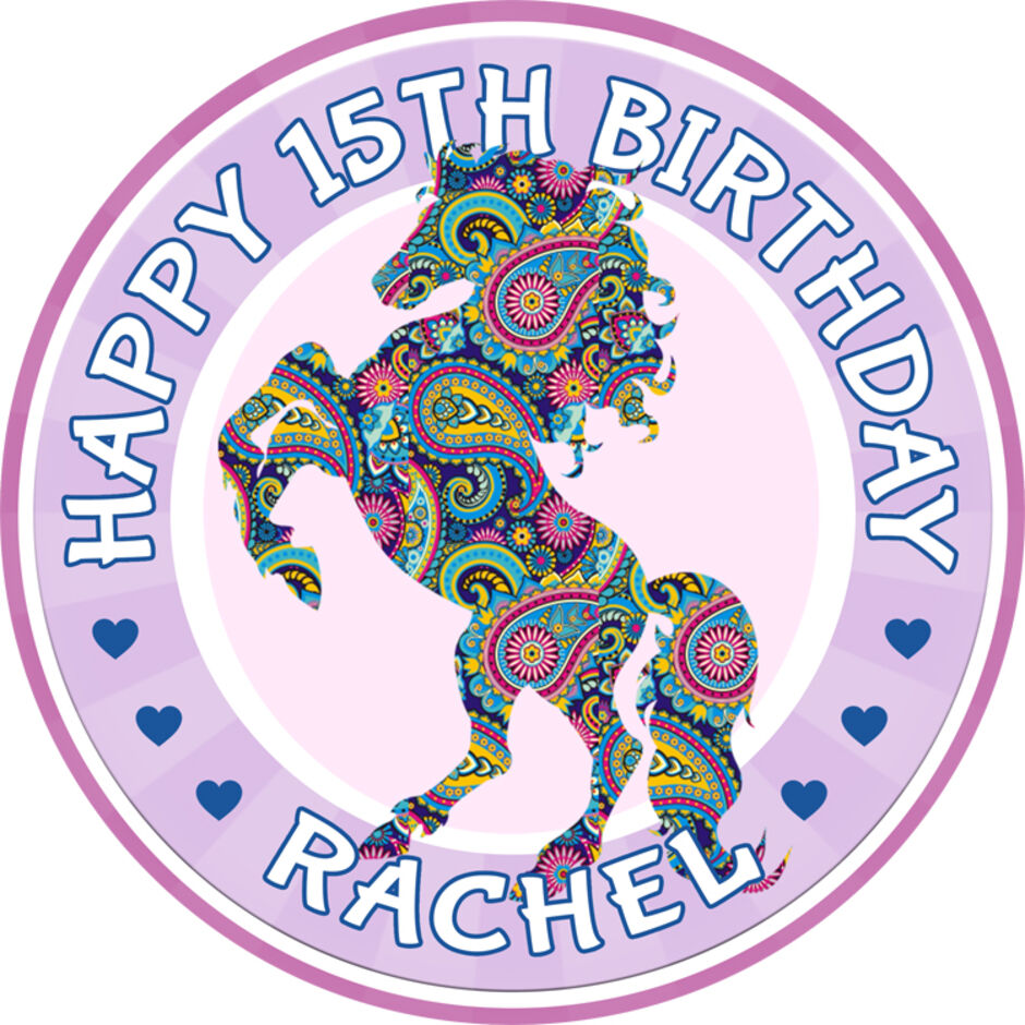 Horse-Personalised-Round-Edible-Cake-Topper-c
