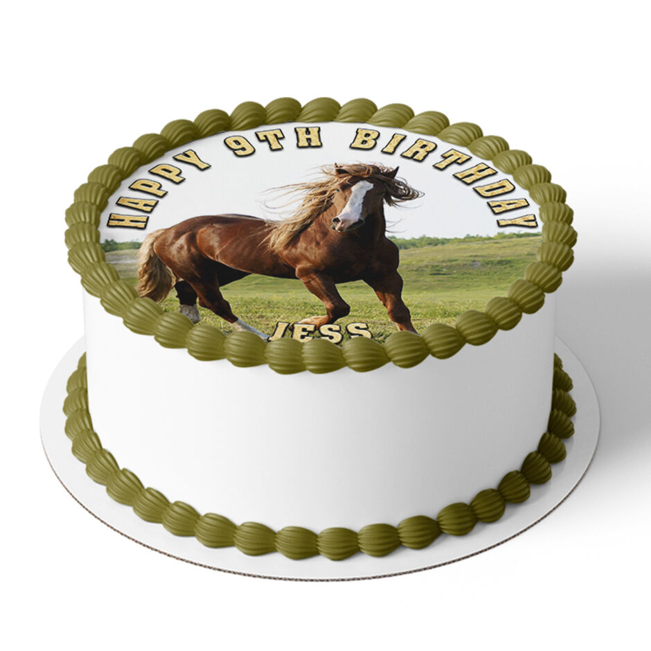 Horse-Personalised-Round-Edible-Cake-Topper-Cake-View-d
