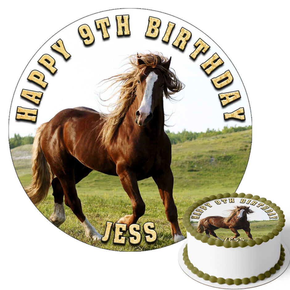 Horse-Personalised-Round-Edible-Cake-Topper--d