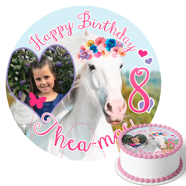 Horse + Photo (Round Cake Topper)