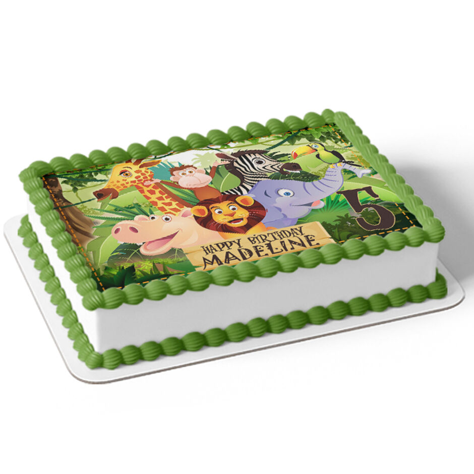 Jungle-Safari-Animals-Personalised-Rectangle-Edible-Cake-Topper-Cake-View-b