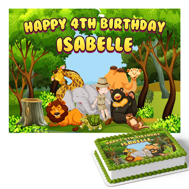 Jungle Safari Animals (Rectangle Cake Topper)