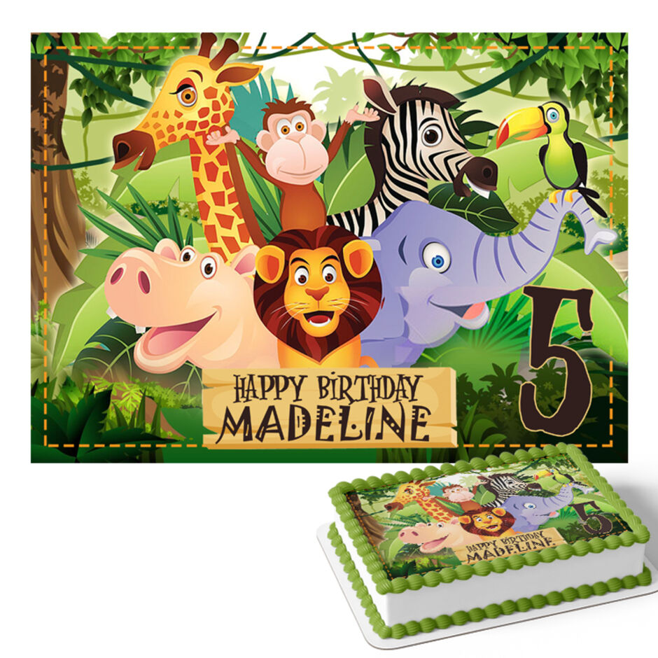 Jungle-Safari-Animals-Personalised-Rectangle-Edible-Cake-Topper-Main-Image-b