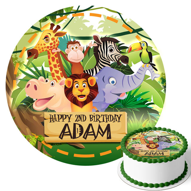 Jungle Safari Animals (Round Cake Topper)