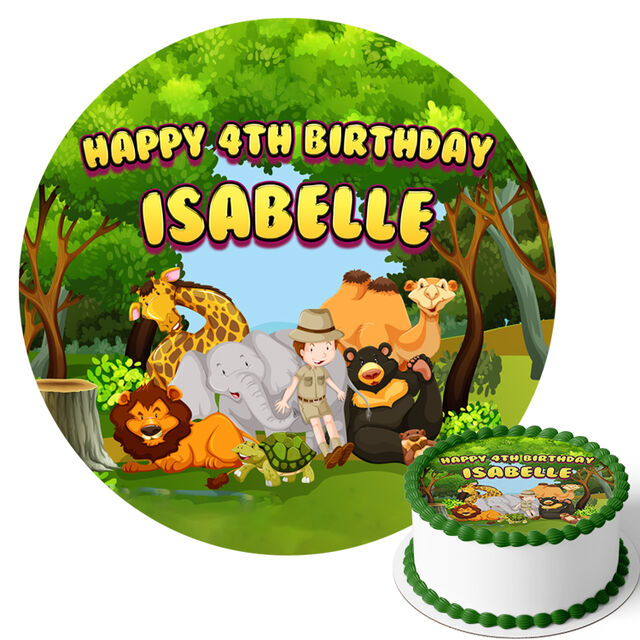 Jungle Safari Animals (Round Cake Topper)