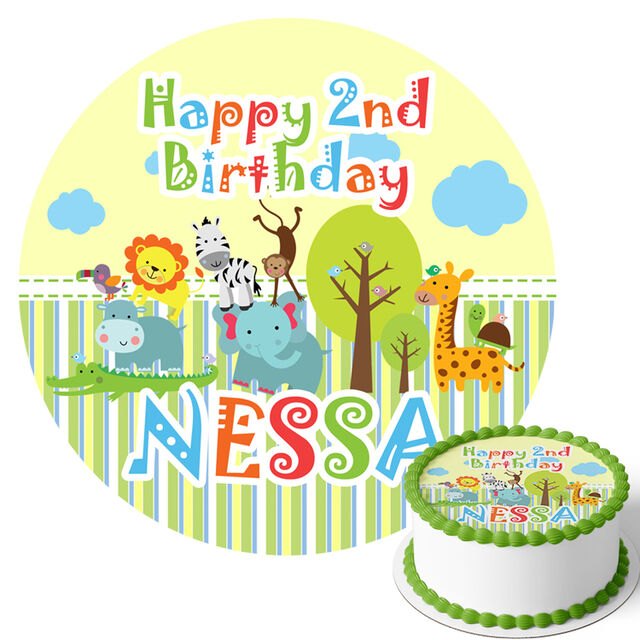 Jungle Safari Animals (Round Cake Topper)