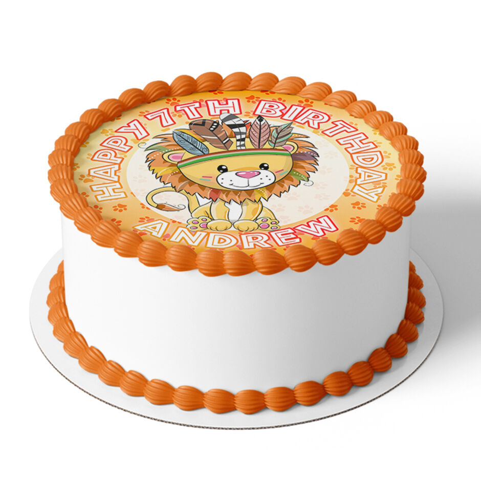 Cute-Lion-Personalsied-Round-Edible-Cake-Topper-Cake-View