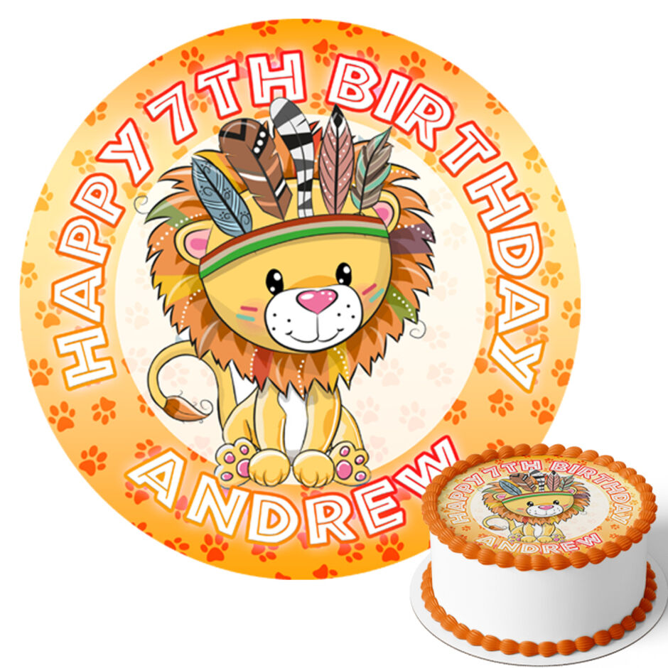 Cute-Lion-Personalsied-Round-Edible-Cake-Topper-Main-Image