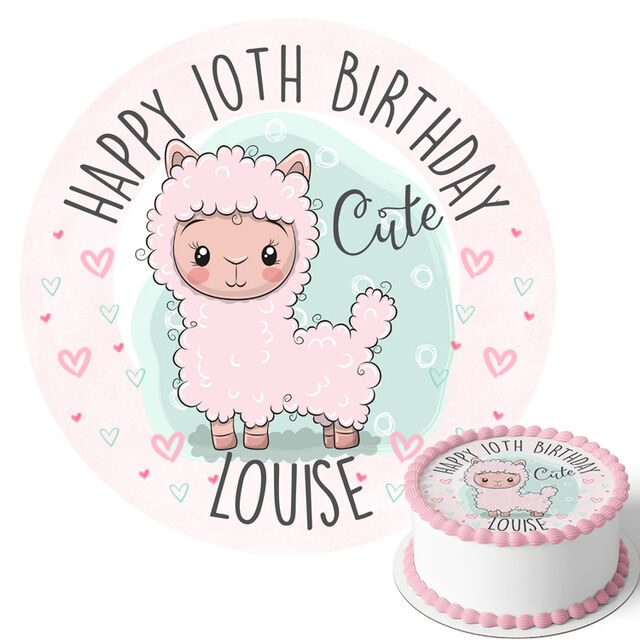 Llama (Round Cake Topper)