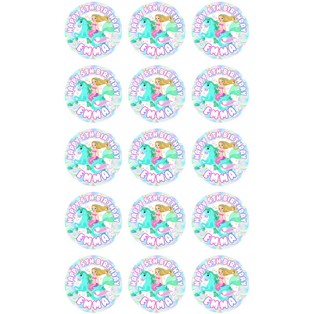 Mermaid on a Sea Horse (Cupcake Toppers)