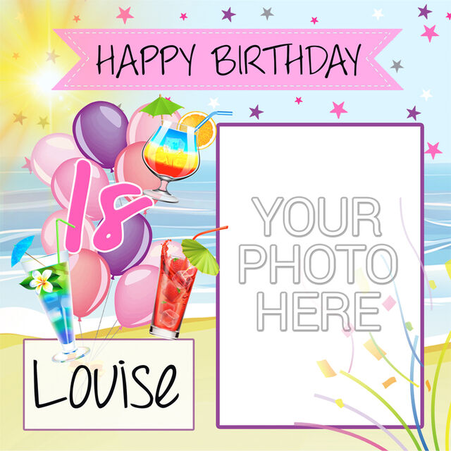 Birthday Cocktails (Square Cake Topper)