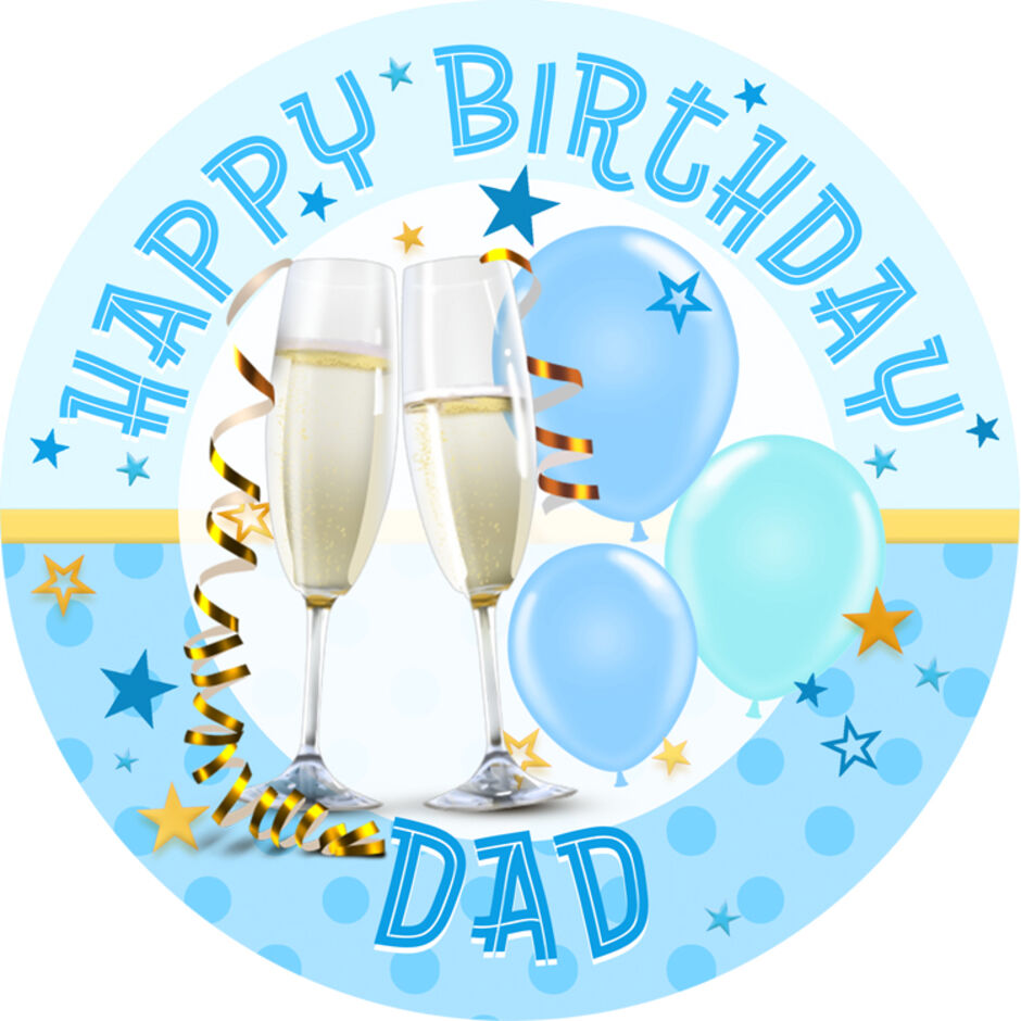 Champagne-Personalised-Round-Edible-Birthday-Cake-Topper