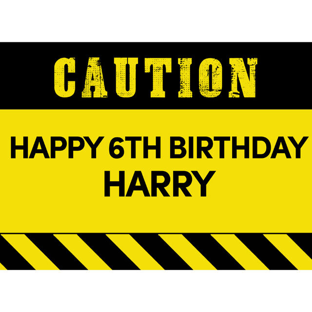 Caution (Rectangle Cake Topper)