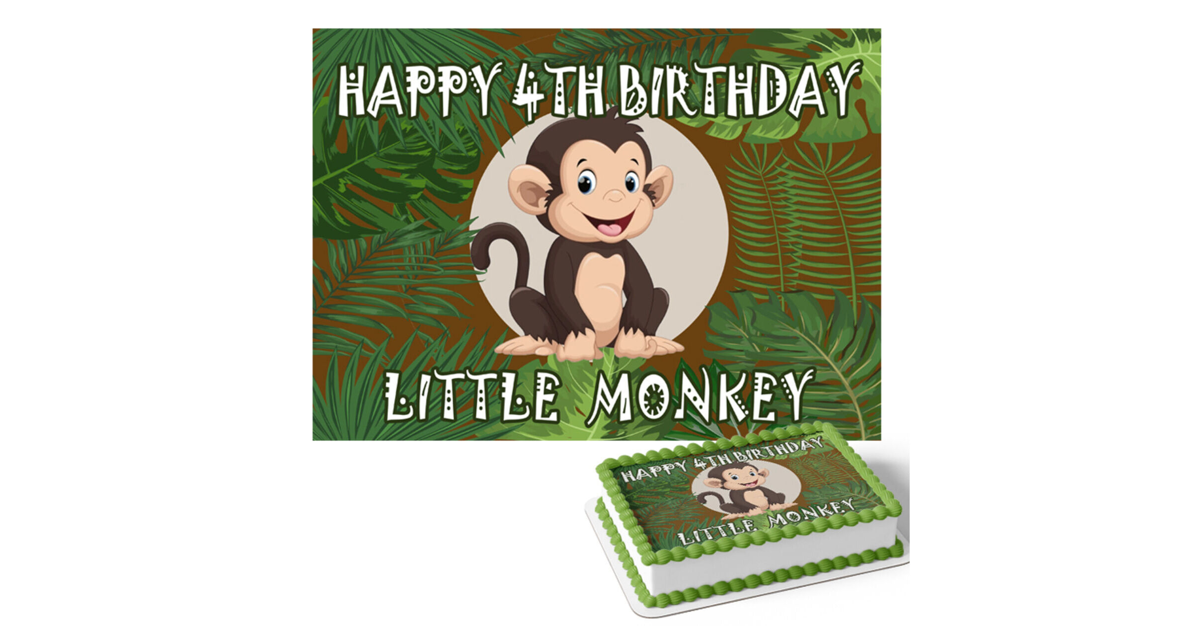 Monkey (Rectangle Cake Topper)