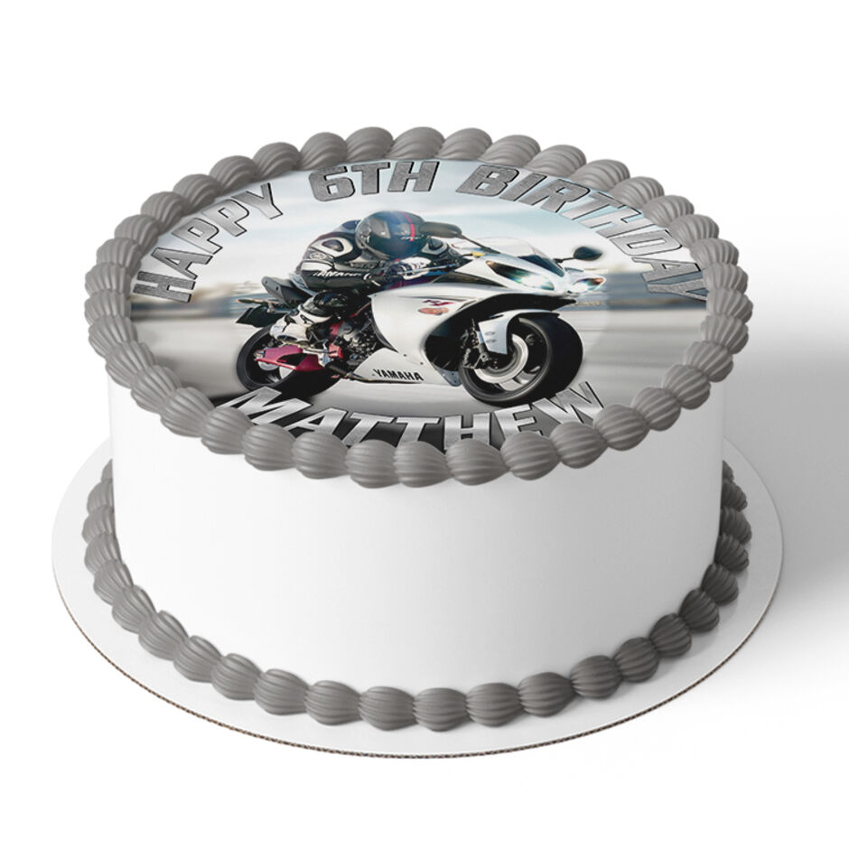 Motorbike-Personalised-Round-Edible-Cake-Topper-Cake-View