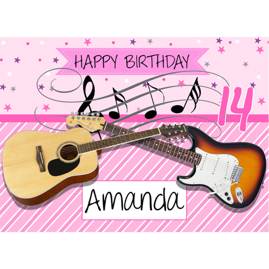 Guitar-Blue-Personalised-Rectangle-Edible-Cake-Topper-b