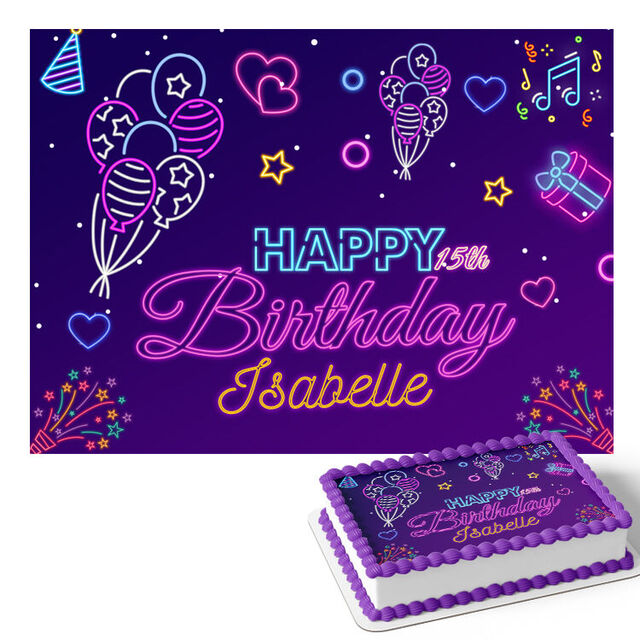 Neon (Rectangle Cake Topper)