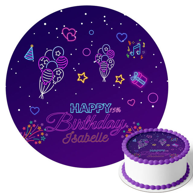 Neon (Round Cake Topper)