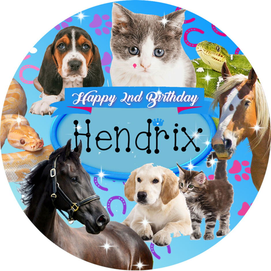 Pet-Animals-Personalised-Round-Edible-Cake-Toppers-Blue