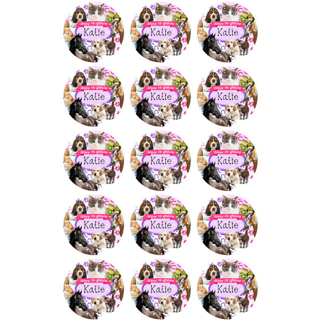 Pet Animals Pink (Cupcake Toppers)