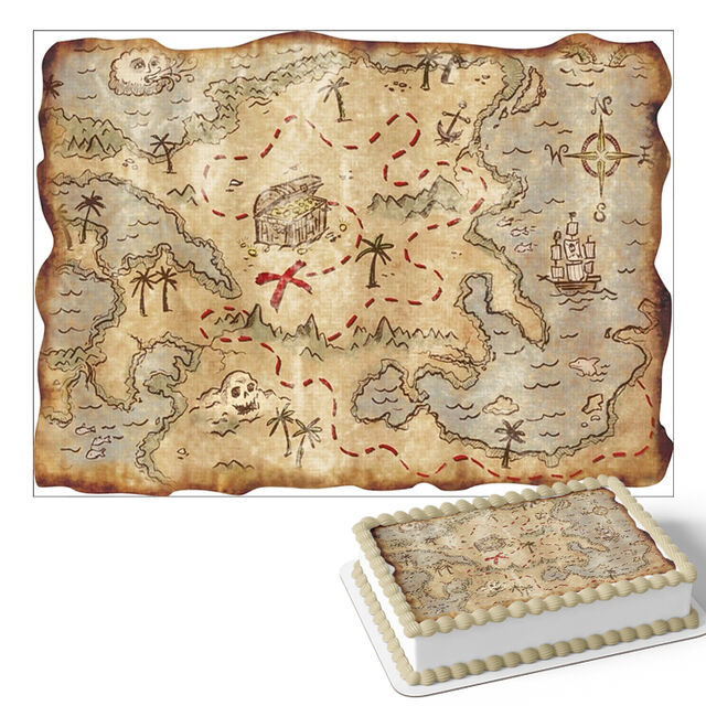 Treasure Map (Rectangle Cake Topper)
