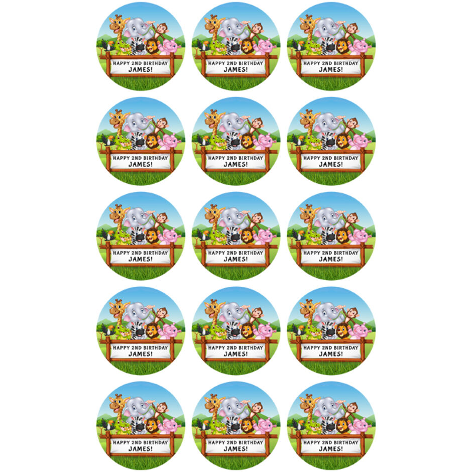 Safari-Animals-Personalised-Round-Edible-Cup-Cake-Toppers