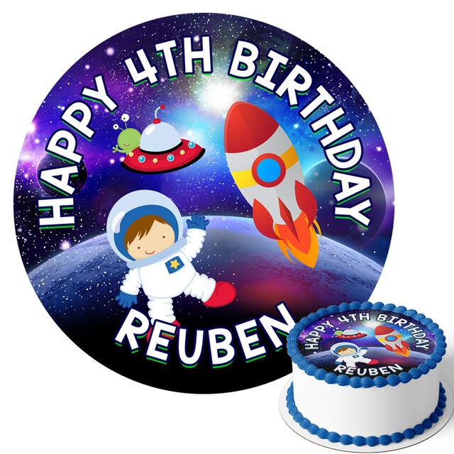 Kids Space Theme (Round Cake Topper)