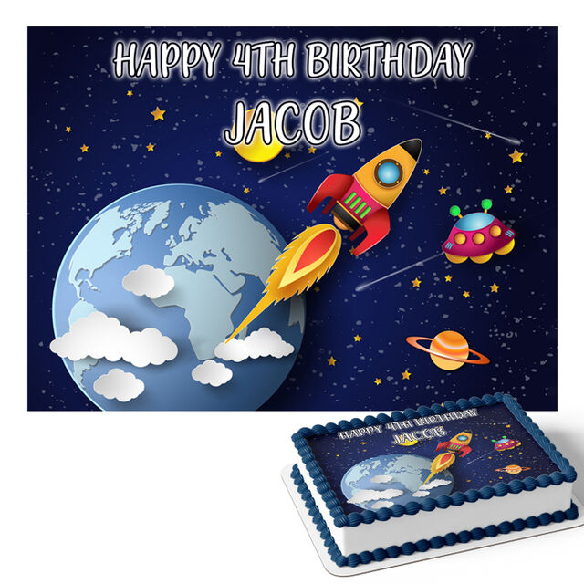 Kids Space Theme (Rectangle Cake Topper)