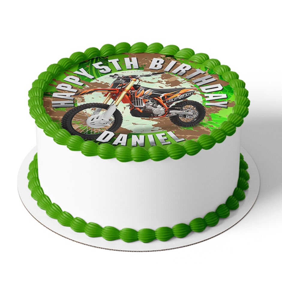Dirt-Bike-Personalised-Round-Edible-Cake-Topper-Green-a