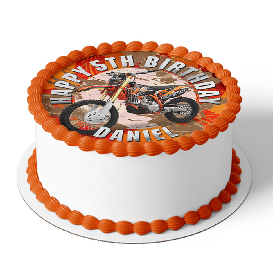 Dirt-Bike-Personalised-Round-Edible-Cake-Topper-Orange-b