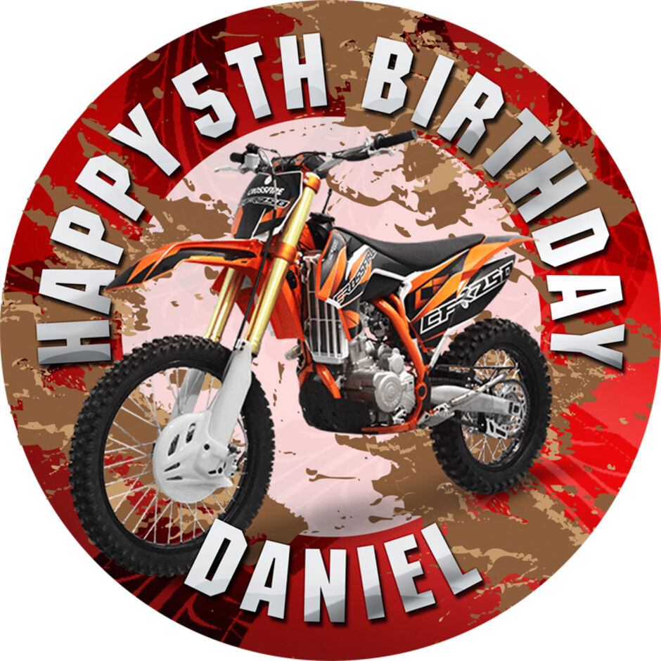 Dirt-Bike-Personalised-Round-Edible-Cake-Topper-Red