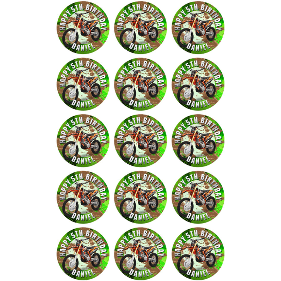 Dirt-Bike-Personalised-Round-Edible-Cup-Cake-Toppers-Green