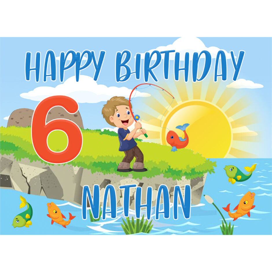Fishing-Cartoon-Personalised-Rectangle-Edible-Cake-Topper
