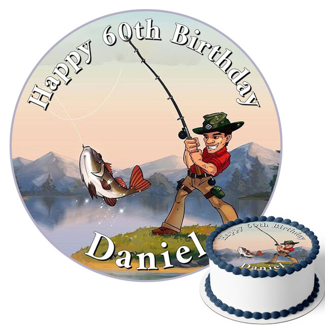 Fishing (Round Cake Topper)