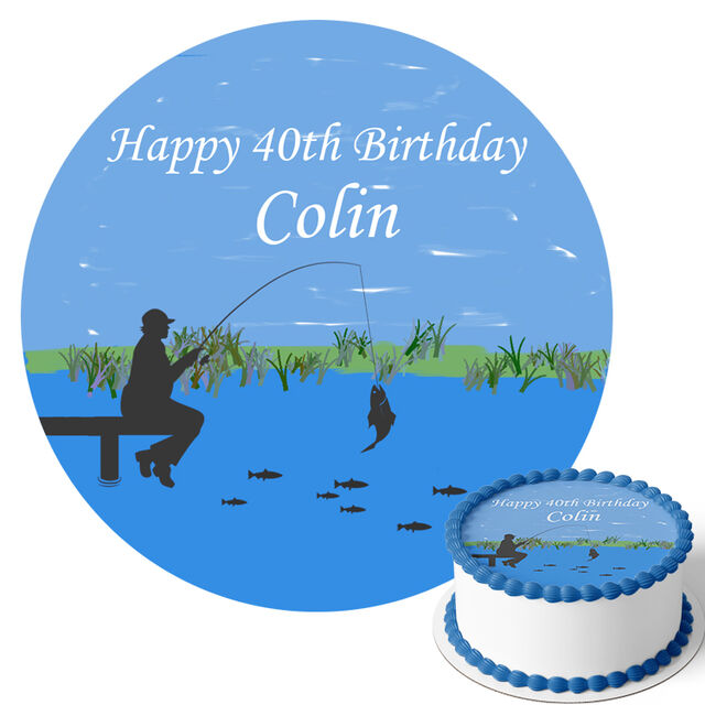 Fishing (Round Cake Topper)