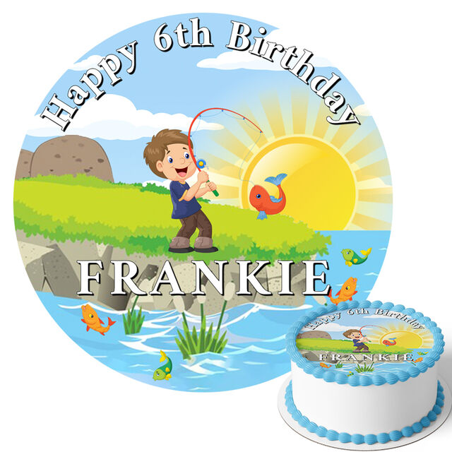 Fishing (Round Cake Topper)