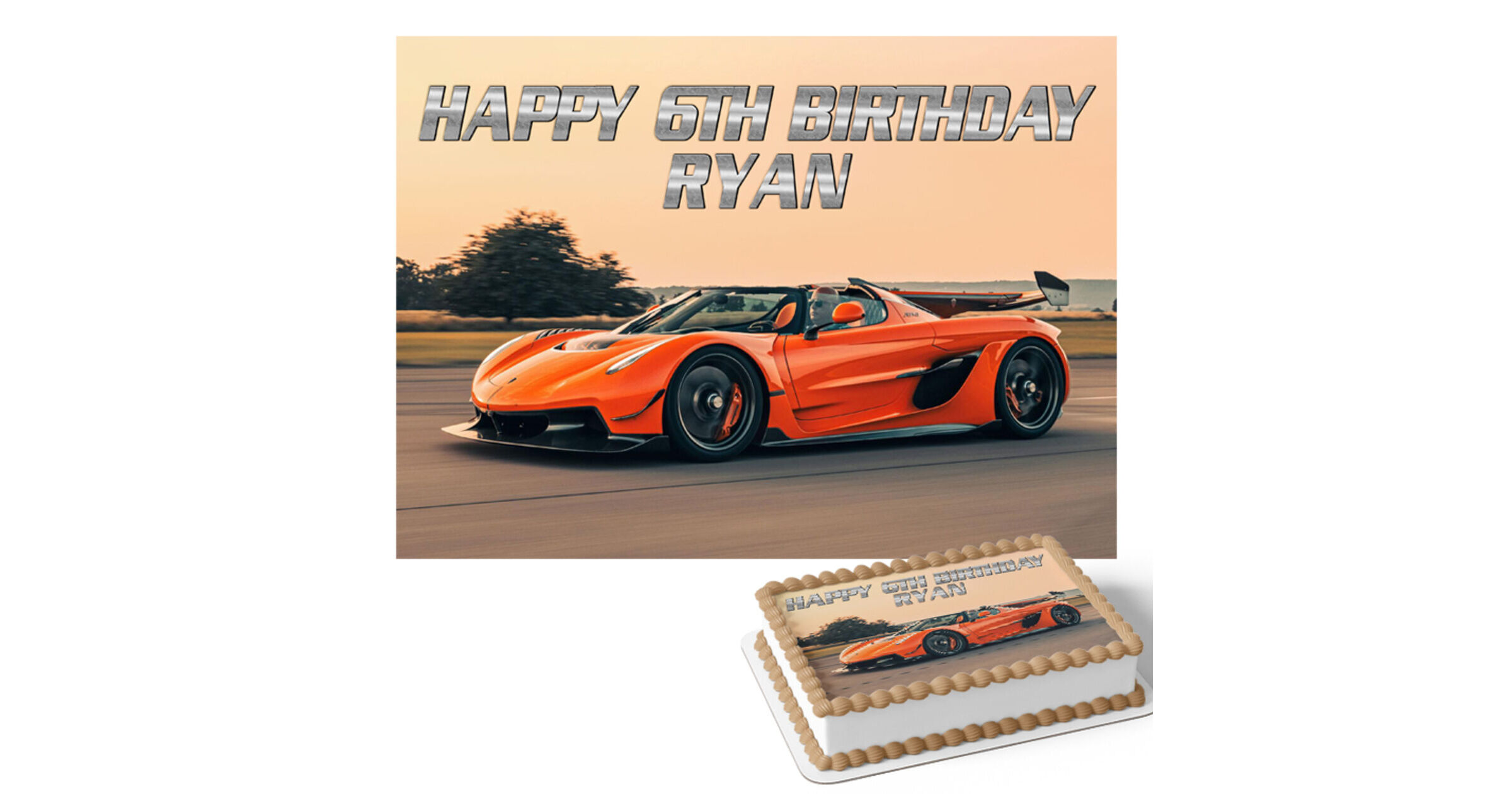 Sports Car (Rectangle Cake Topper)