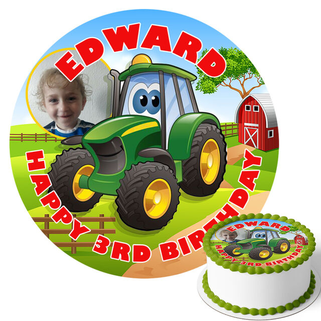 Tractor + Photo (Round Cake Topper)