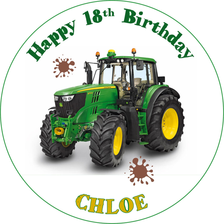 Tractor-Personalised-Round-Edible-Cake-Topper-1