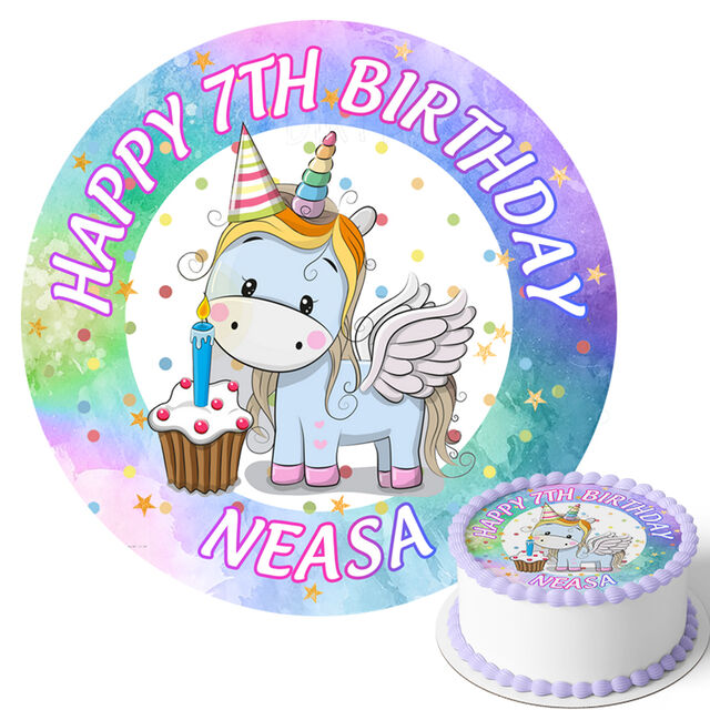 Unicorn (Round Cake Topper)